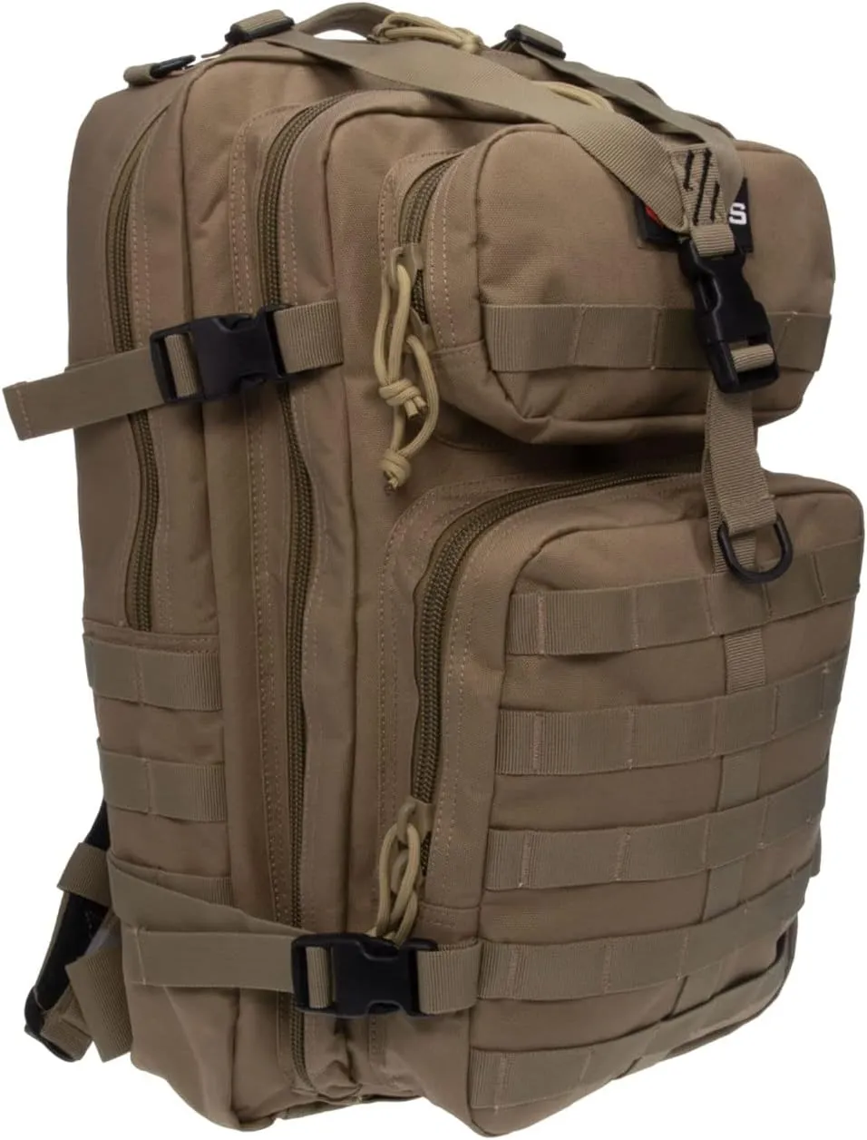Tactical Bugout Durable Weatherproof Water-Resistant Computer Backpack with 2 Removable Pistol Cases, Tan, One Size