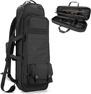 Tactical Rifle Bag Backpack Fits 36” Rifles, Soft Rifle Case with 3 Magazine Holders, Padded Shoulder Straps, Lockable Zipper and Molle System for Hunting and Shooting