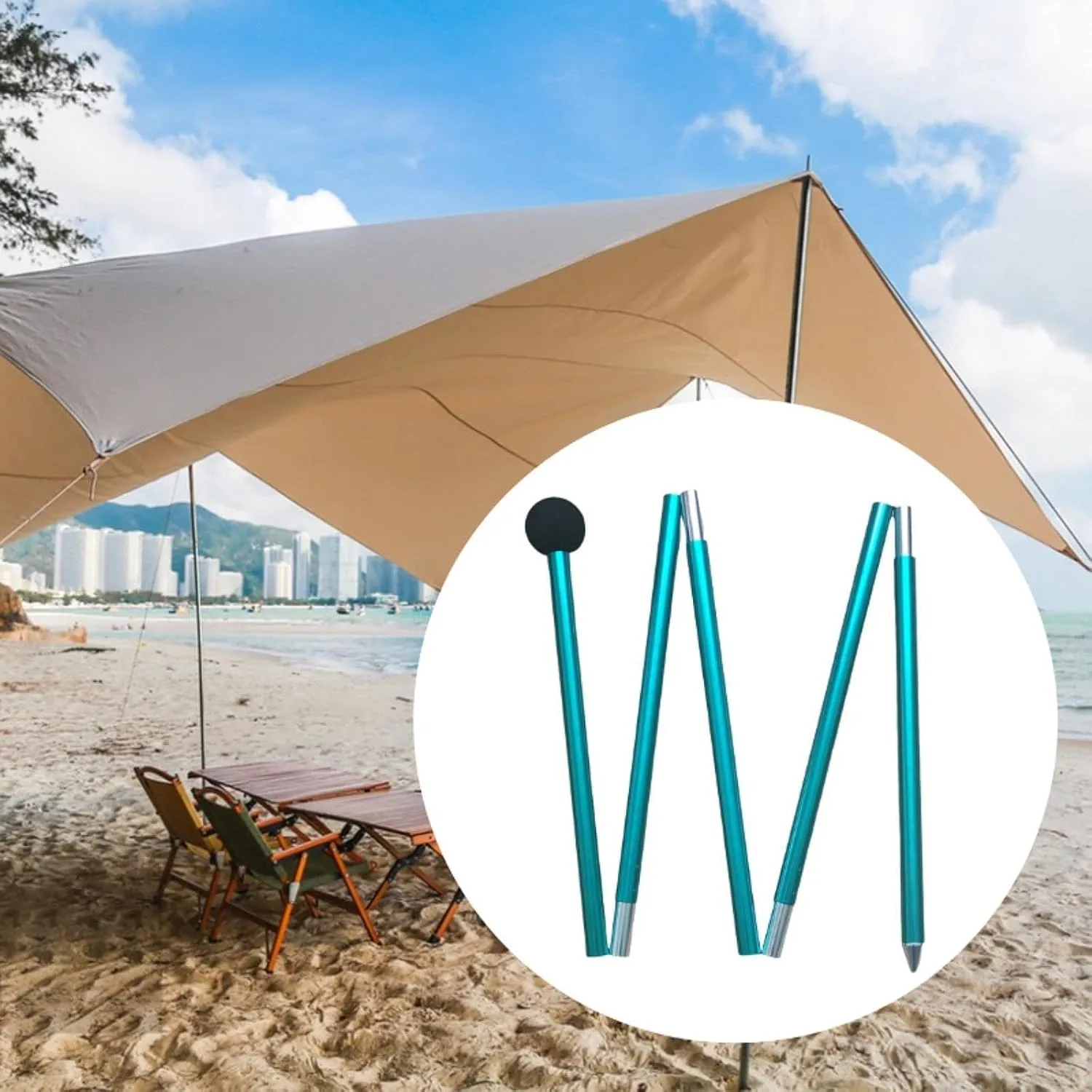 Tarp Pole, Tent Pole Aluminum Alloy,Tent Rod Canopy Rod for Beach Hiking Awning,Outdoor Camping