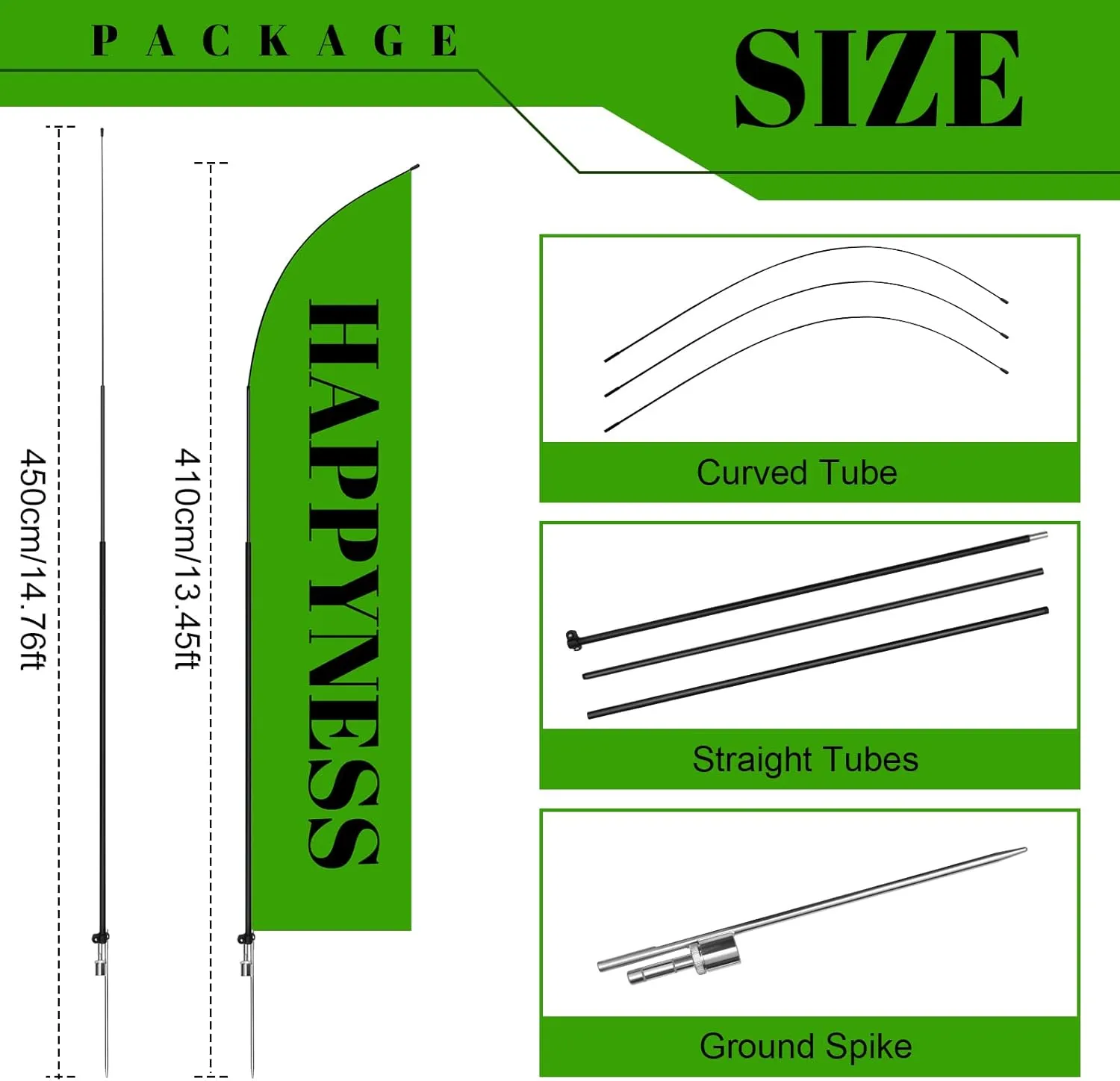 Tatuo 6 Sets Advertising Flag Pole with Ground 14 ft Mounting Stake Feather Flag Bundles Windless Flagpole Aluminum with Storage Bag for Sign Businesses Storefronts Advertising Banner Outdoor (14 ft)