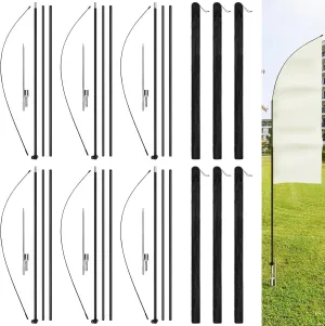 Tatuo 6 Sets Advertising Flag Pole with Ground 14 ft Mounting Stake Feather Flag Bundles Windless Flagpole Aluminum with Storage Bag for Sign Businesses Storefronts Advertising Banner Outdoor (14 ft)