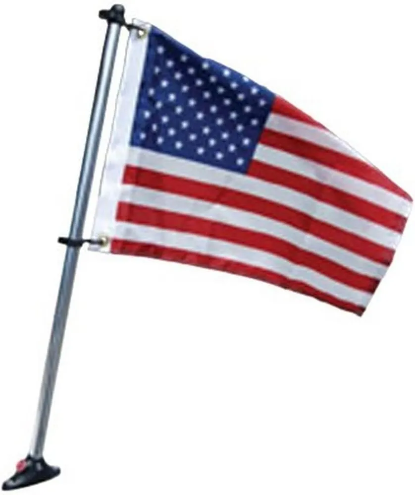 Taylor Made Products Pontoon Flag Pole Socket with Flag 24” Flag Pole 12” x 18” for Pontoon Boats