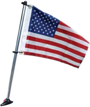 Taylor Made Products Pontoon Flag Pole Socket with Flag 24” Flag Pole 12” x 18” for Pontoon Boats