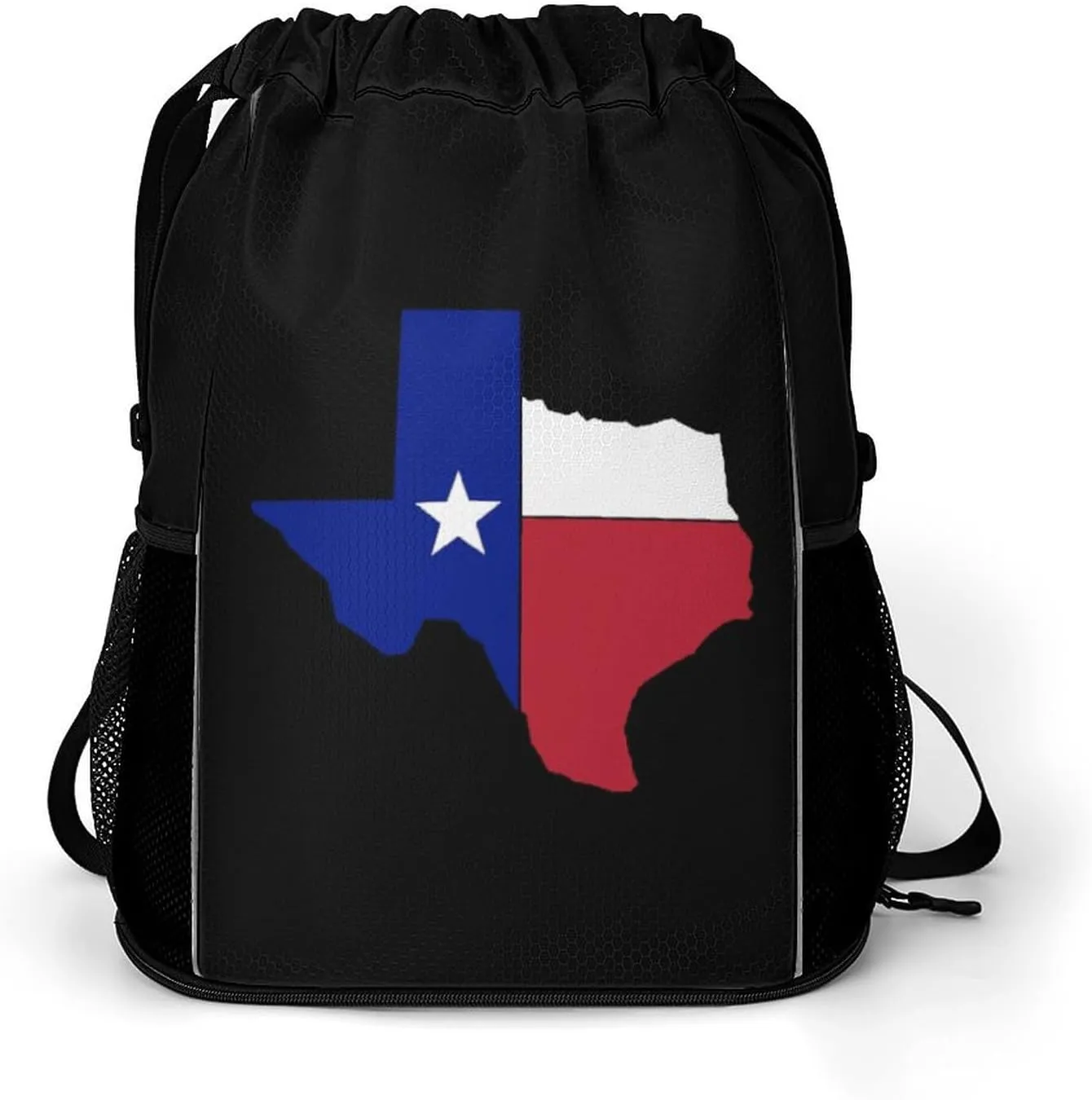 Texas Flag Map Fashion Drawstring Backpack Waterproof Swim Gym Bag for Women Men Hiking