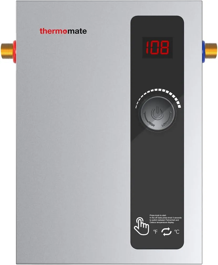 thermomate Tankless Water Heater Electric, 8kW at 240 Volt, On Demand Instant Hot Water Heater for Point of Use, Self-Modulating Save Energy, Save Space, 1.56GPM at 35°F Rise