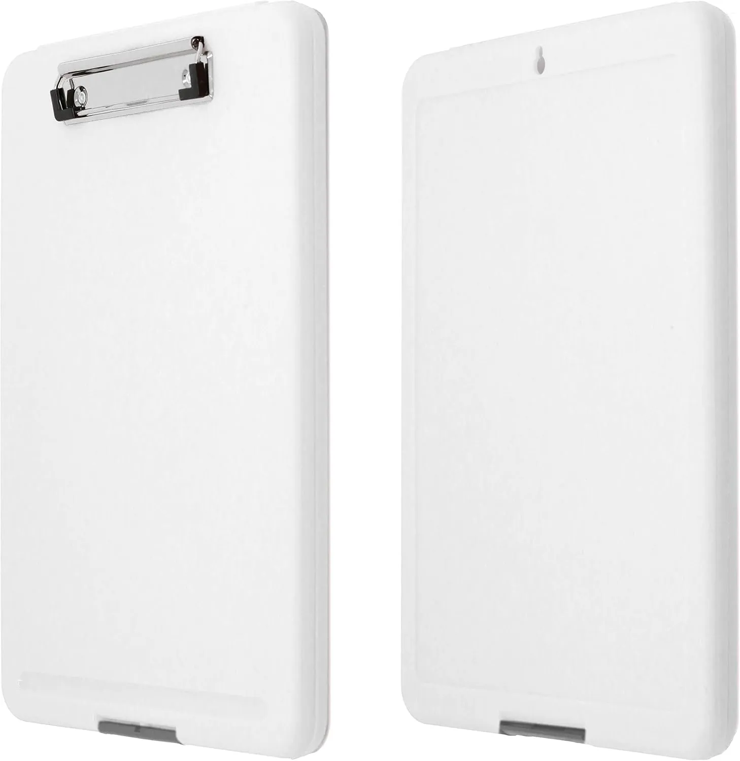 Think2Master [3 Pack] White Plastic Storage Clipboard. | 25% Heavier & Sturdier| Heavy Duty and Won’t Flex Like Other Brands (Compare The Weight). Storage Compartment Holds 150 Letter Sized Paper.