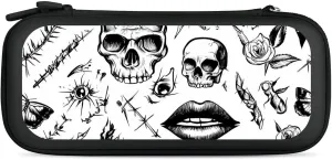 Thorn Skulls Roses Patch Eyes Compatible with Switch Carrying Case Hard Travel Game Bag Pouch with 15 Games Accessories