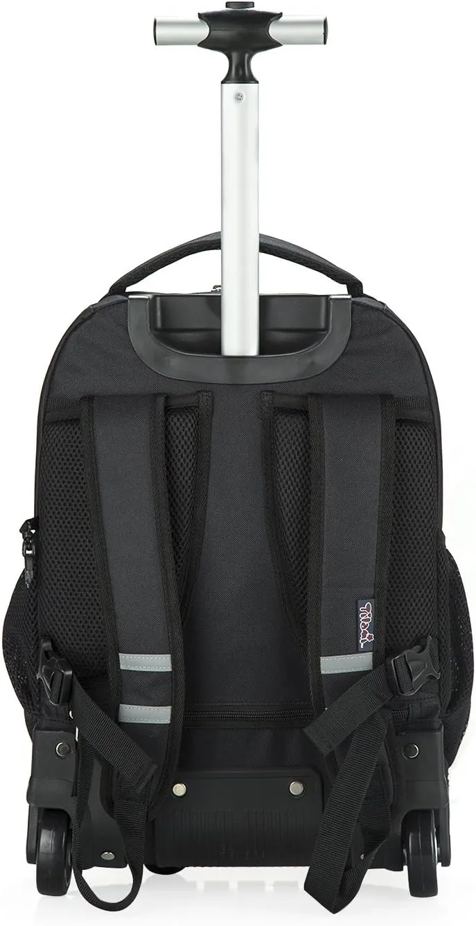 Tilami Laptop Wheeled Rolling Backpack, Commute, Travel, College and Business - Waterproof - 18inch - Black