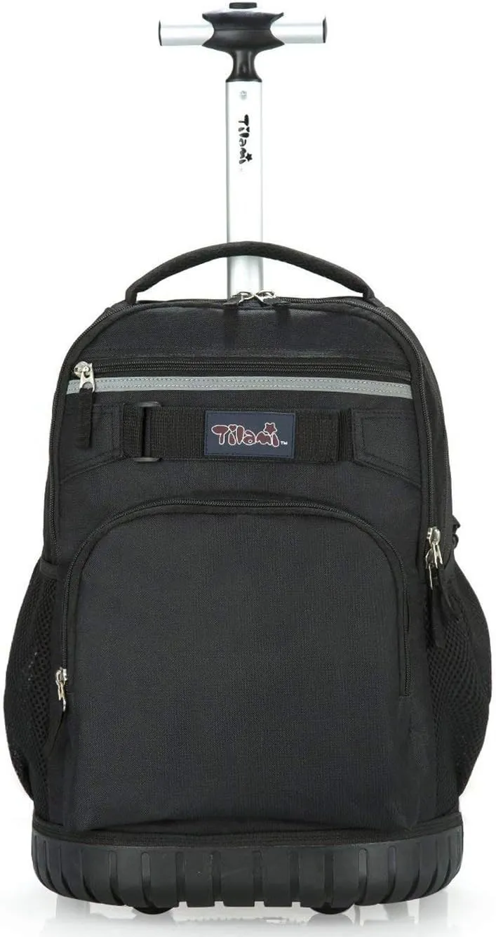 Tilami Laptop Wheeled Rolling Backpack, Commute, Travel, College and Business - Waterproof - 18inch - Black