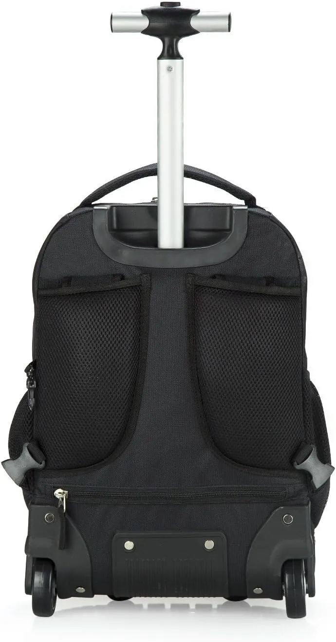 Tilami Laptop Wheeled Rolling Backpack, Commute, Travel, College and Business - Waterproof - 18inch - Black
