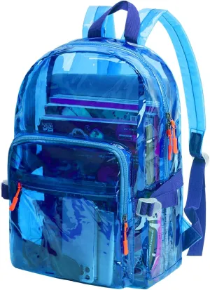 TINYAT Heavy Duty Transparent Clear backpack See Through Large Capacity Clear Bag for college, Concerts, Sports, Travel