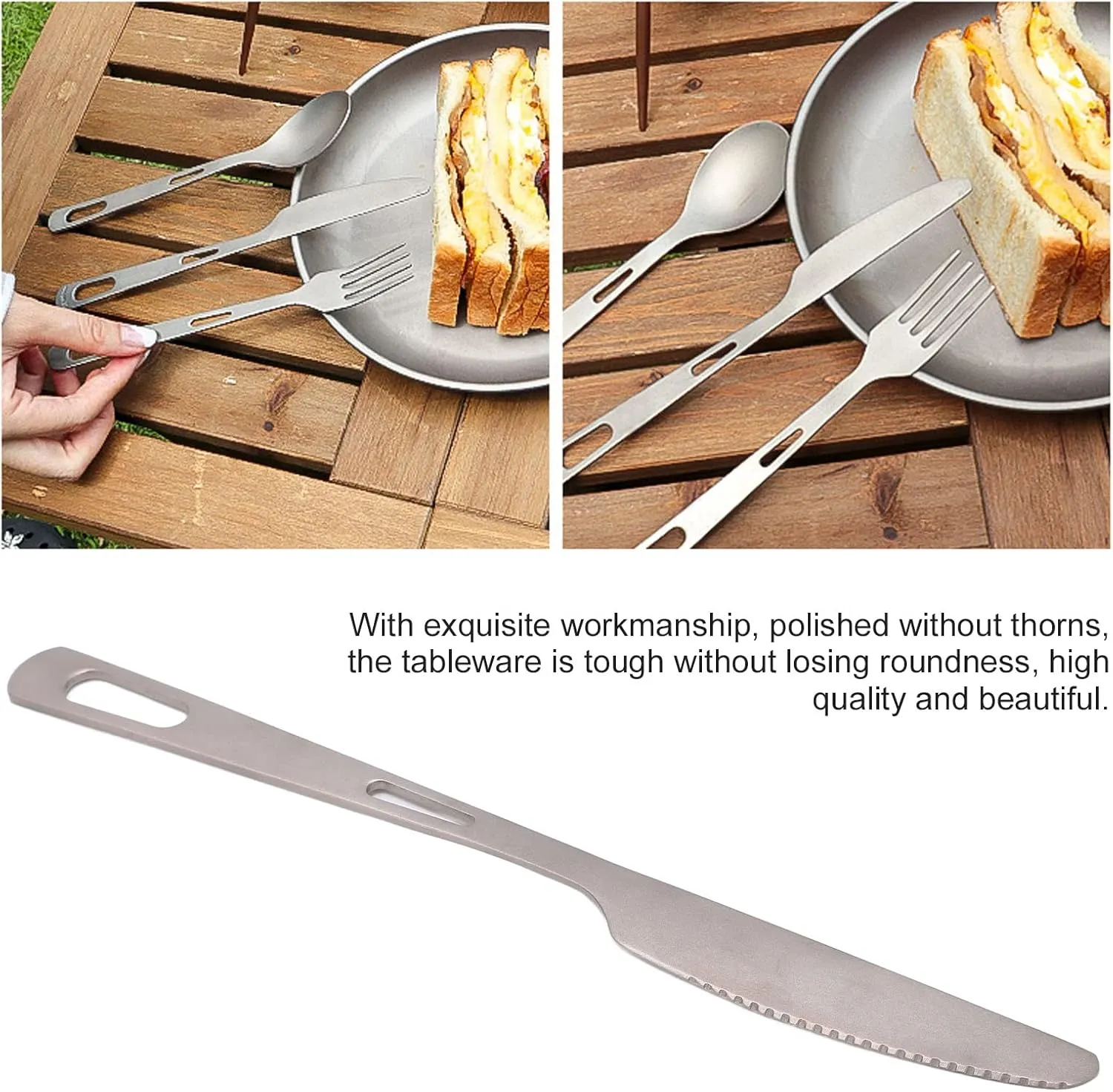 Titanium Camping Utensils, Outdoor Camping Tableware, Portable Flatware for Backpacking Hiking and Picnic (Knife)