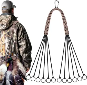 TOBWOLF Duck & Bird Tote with 12 Drops Slip Ring, Metal Loop Goose & Duck Hanger, Waterfowl Tote, Dove Bird Carrier, Paracord