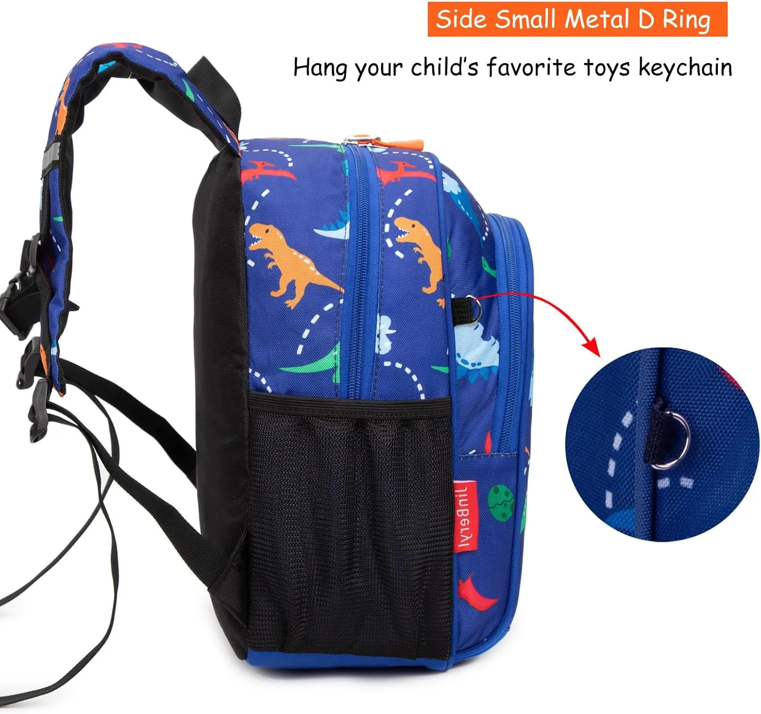 Toddler Backpack Boys, 15 Inch Kids Backpack for Preschool or Kindergarten, Dinosaur Blue