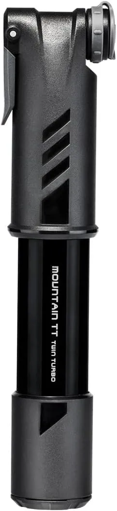 Topeak Mountain TT Twin Turbo Pump, 120 Psi/ 8.3 Bar, Fits Presta, Schrader, and Dunlop Valves