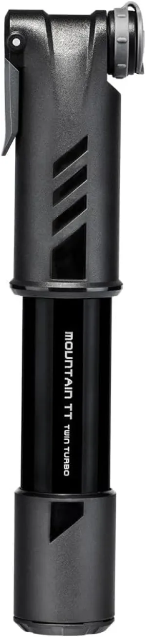 Topeak Mountain TT Twin Turbo Pump, 120 Psi/ 8.3 Bar, Fits Presta, Schrader, and Dunlop Valves