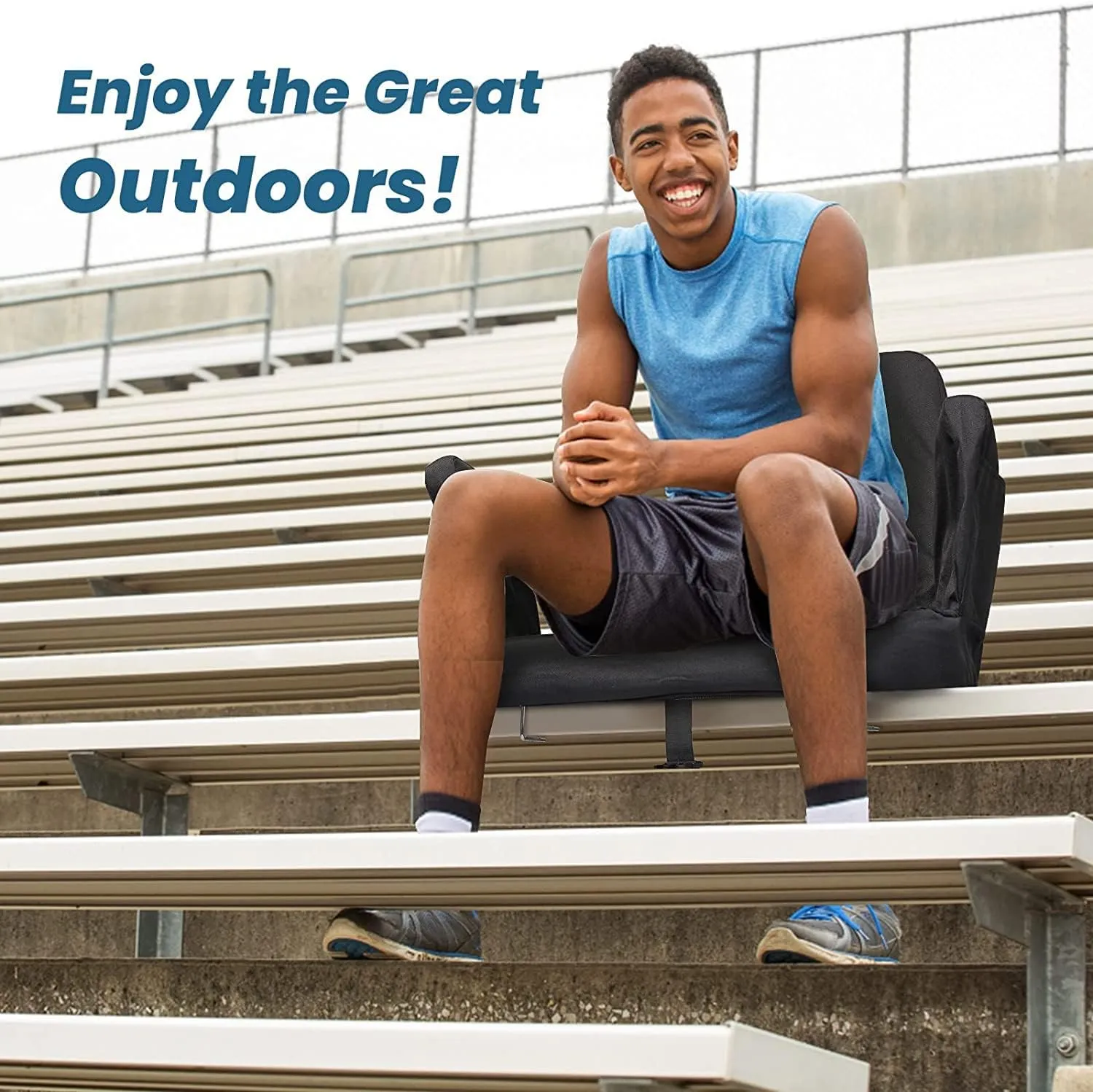 TOPSKY Stadium Seat with Back Support, Extra Wide 21.2”Width (Seat 19.5”), 3 Reclining Positions, Wide Bleacher Seats with 2 Hook, Picnic Seat (2pcs Black)