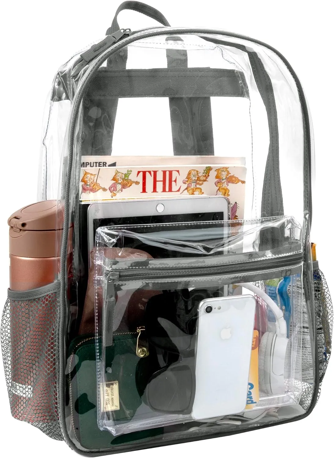Trail maker Clear Backpack Heavy Duty with Padded Straps, Side Pockets for Kids, Boys, Girls, School, Stadium Approved Events