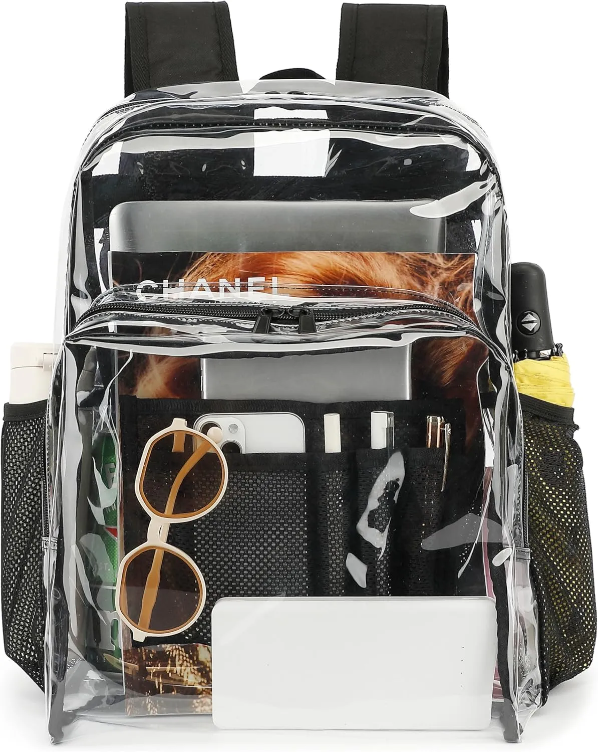 Transparent Backpacks See Through Backpack Clear Backpack Heavy Duty for College,Work,Security, Black