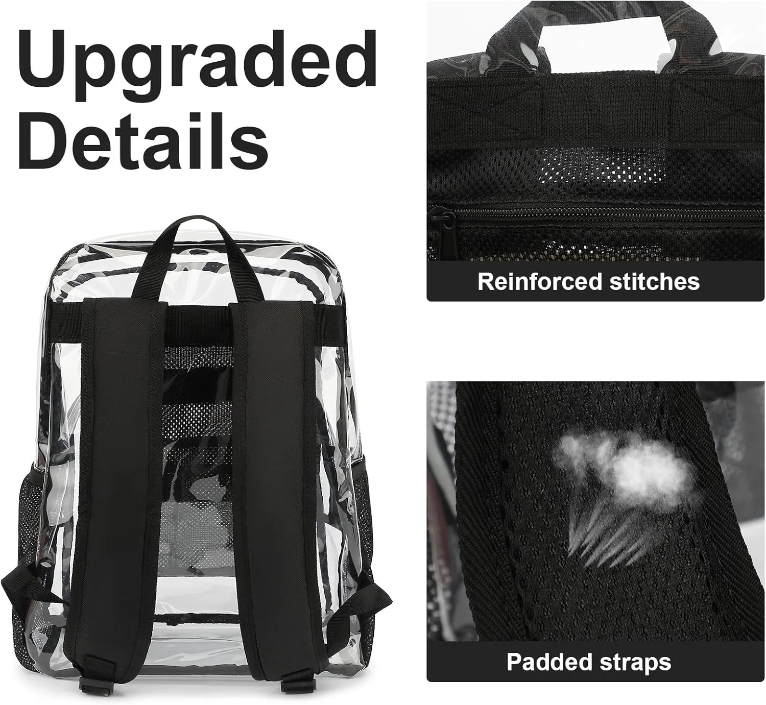 Transparent Backpacks See Through Backpack Clear Backpack Heavy Duty for College,Work,Security, Black