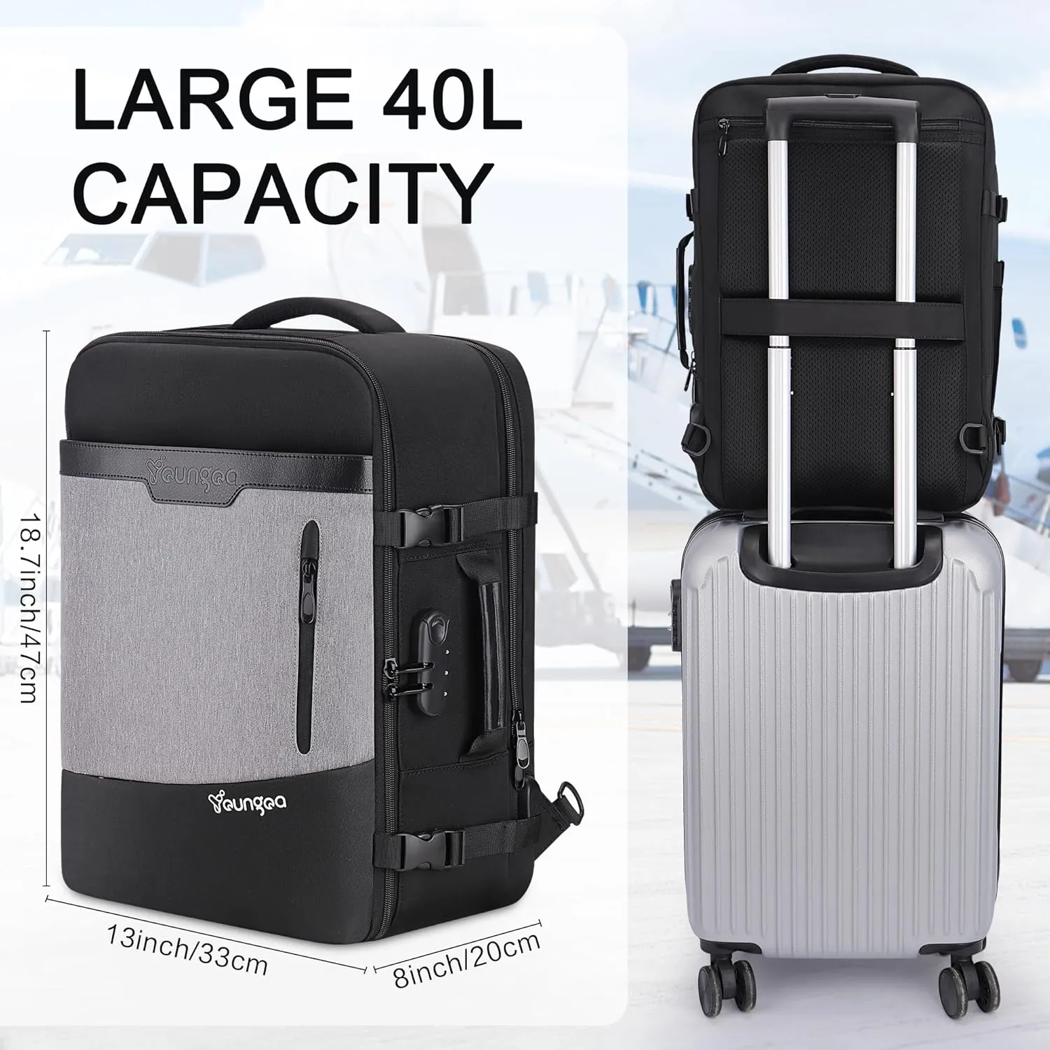 Travel Backpack for Traveling on Airplane, Airline Approved 18x14x8 Travel Backpack for Men & Women, Carry On Luggage Suitcase