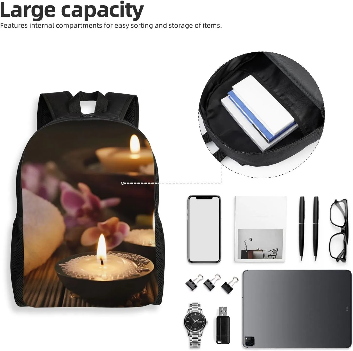 Travel Backpack Spa Candles Carry on Backpack Lightweight Business 16inches Laptop Backpack for Men Women