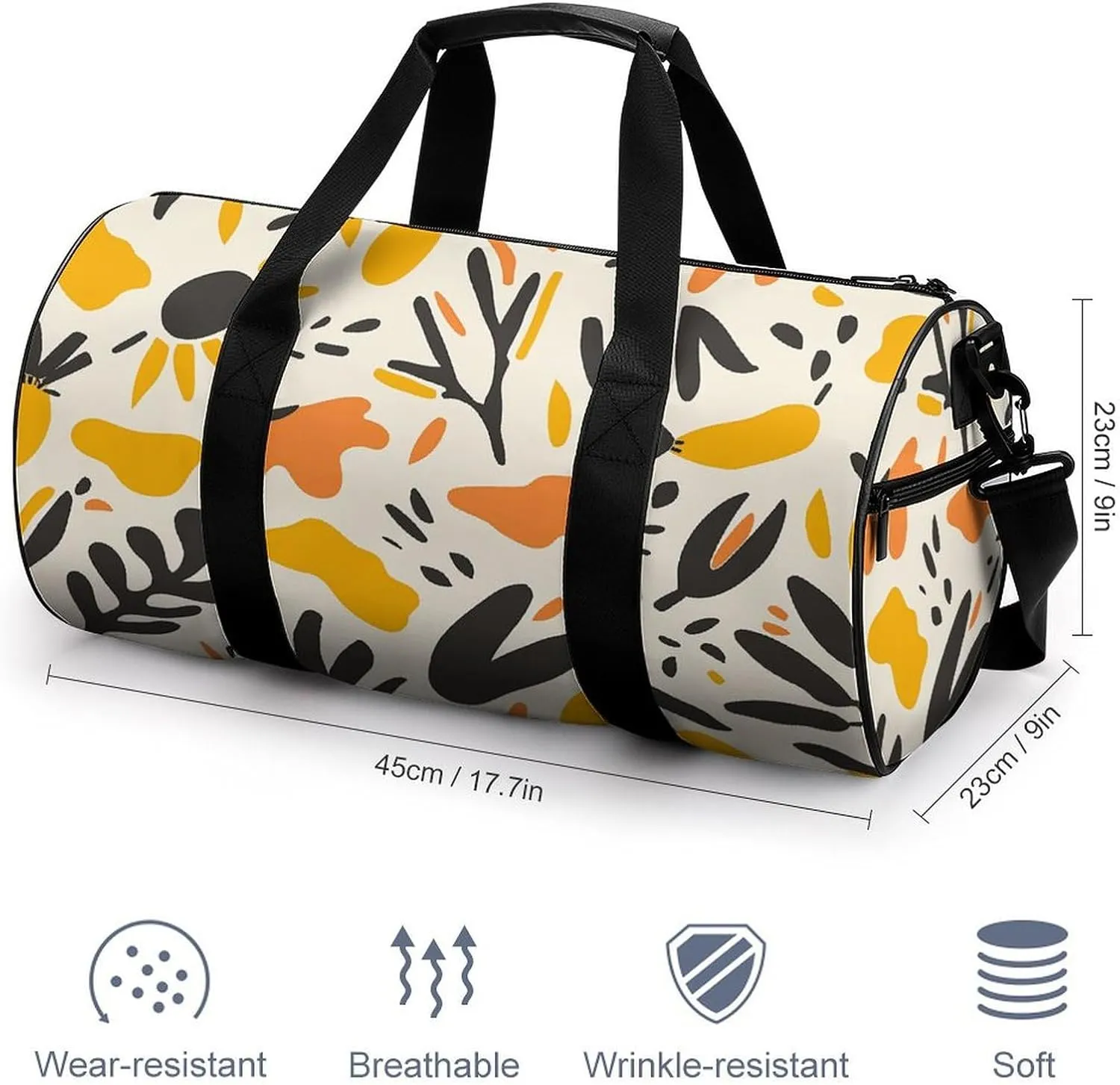 Travel Duffel Bag for Men And Women,Carrots And Sunflowers Waterproof Sports Fitness Bag Portable Travel Duffel Bag