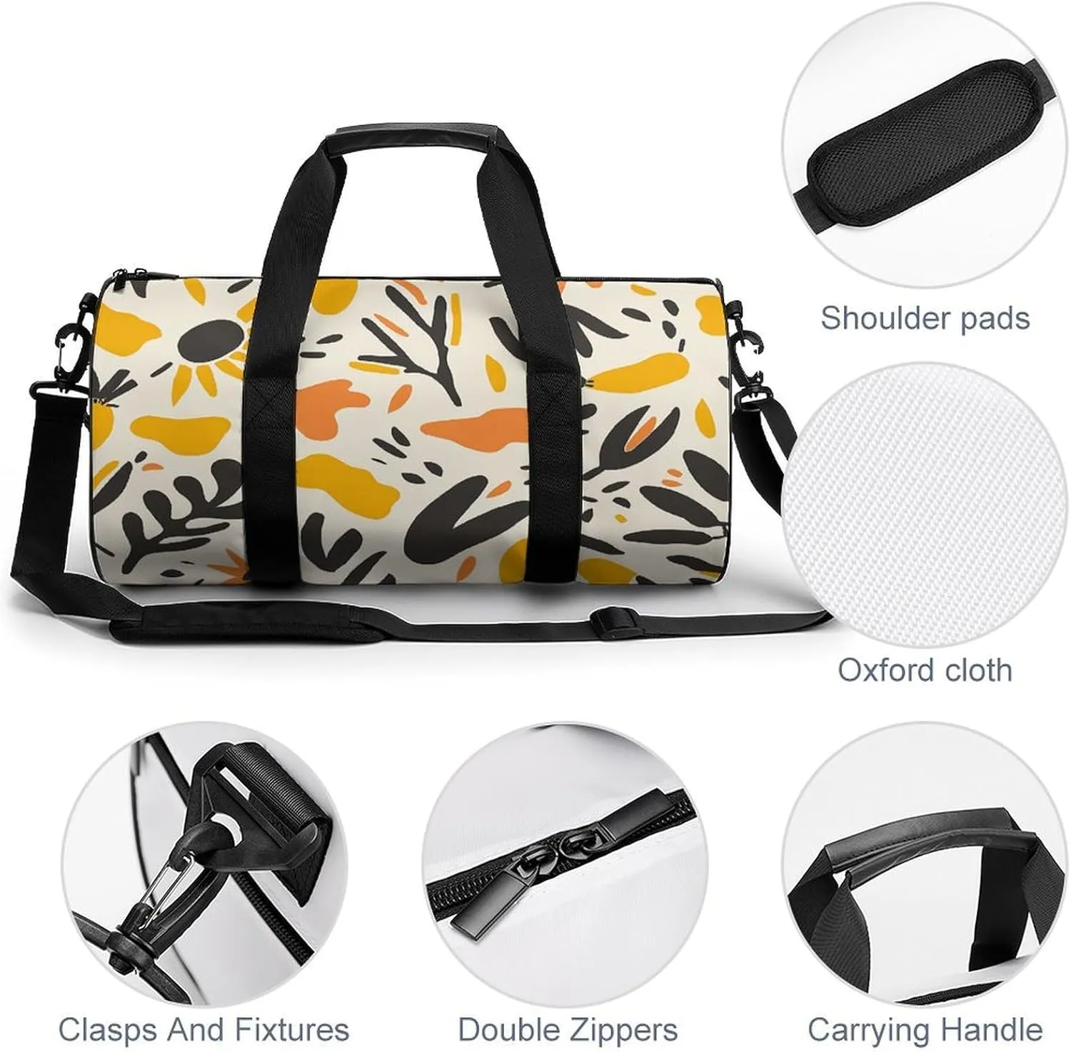 Travel Duffel Bag for Men And Women,Carrots And Sunflowers Waterproof Sports Fitness Bag Portable Travel Duffel Bag