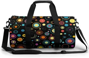 Travel Duffel Bag for Men And Women,Circle Style Doodle Waterproof Sports Fitness Bag Portable Travel Duffel Bag