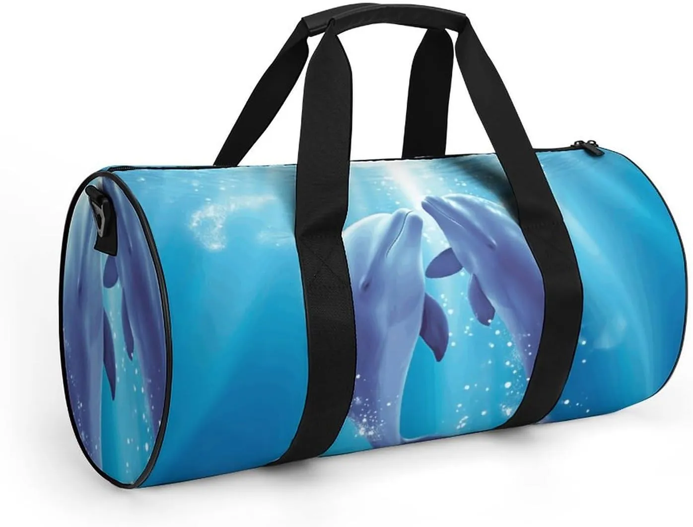 Travel Duffel Bag for Men And Women,Dolphins in Love Waterproof Sports Fitness Bag Portable Travel Duffel Bag