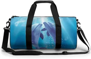 Travel Duffel Bag for Men And Women,Dolphins in Love Waterproof Sports Fitness Bag Portable Travel Duffel Bag