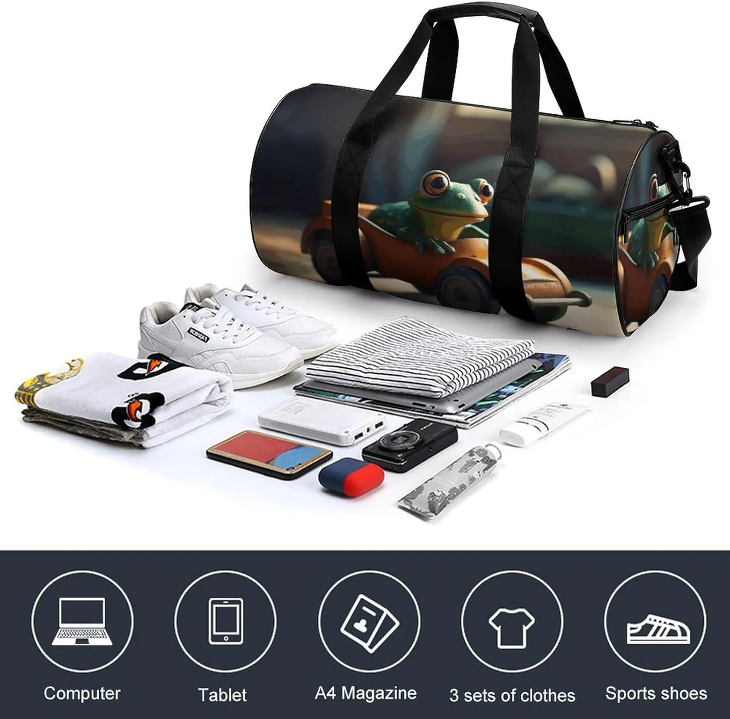 Travel Duffel Bag for Men And Women,Driving Toy Car Waterproof Sports Fitness Bag Portable Travel Duffel Bag
