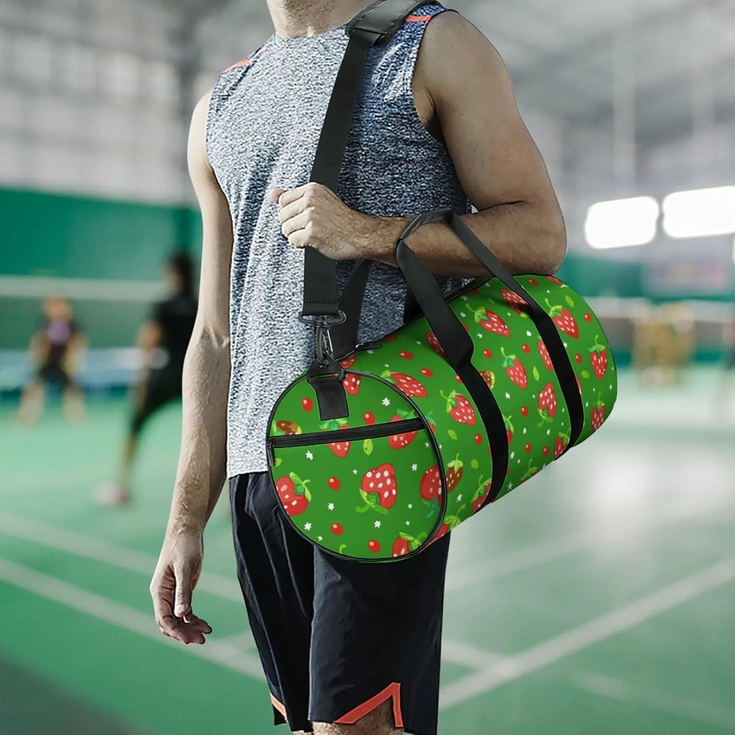Travel Duffel Bag for Men And Women,Green Style Pattern Waterproof Sports Fitness Bag Portable Travel Duffel Bag