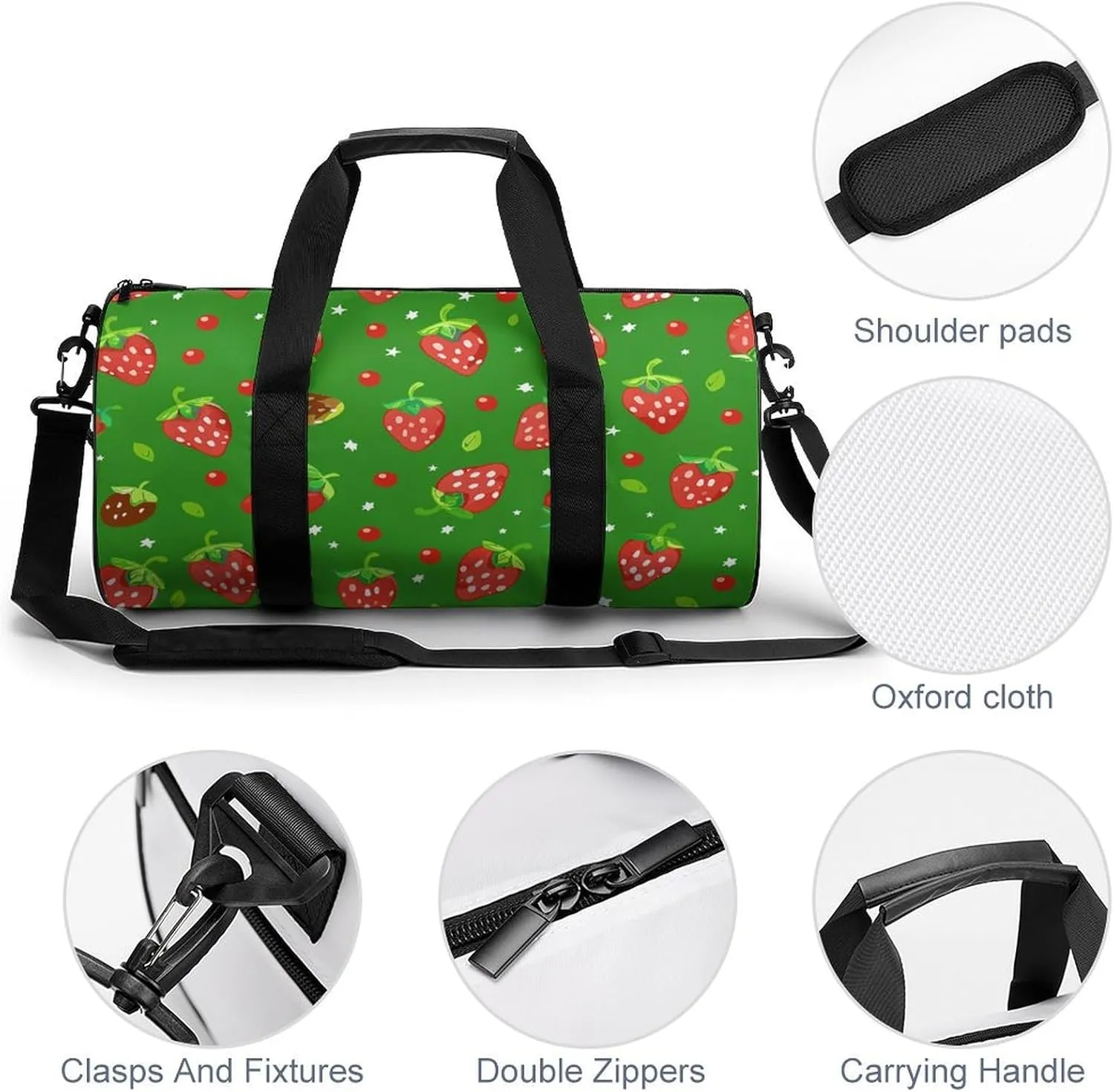 Travel Duffel Bag for Men And Women,Green Style Pattern Waterproof Sports Fitness Bag Portable Travel Duffel Bag