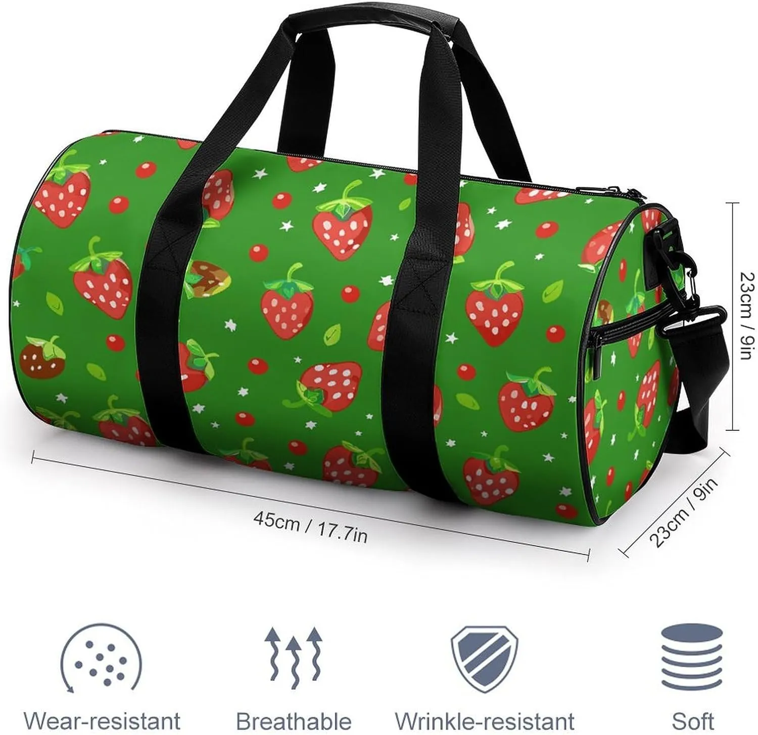 Travel Duffel Bag for Men And Women,Green Style Pattern Waterproof Sports Fitness Bag Portable Travel Duffel Bag