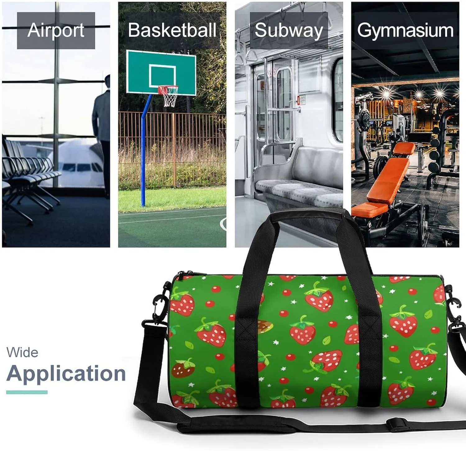 Travel Duffel Bag for Men And Women,Green Style Pattern Waterproof Sports Fitness Bag Portable Travel Duffel Bag