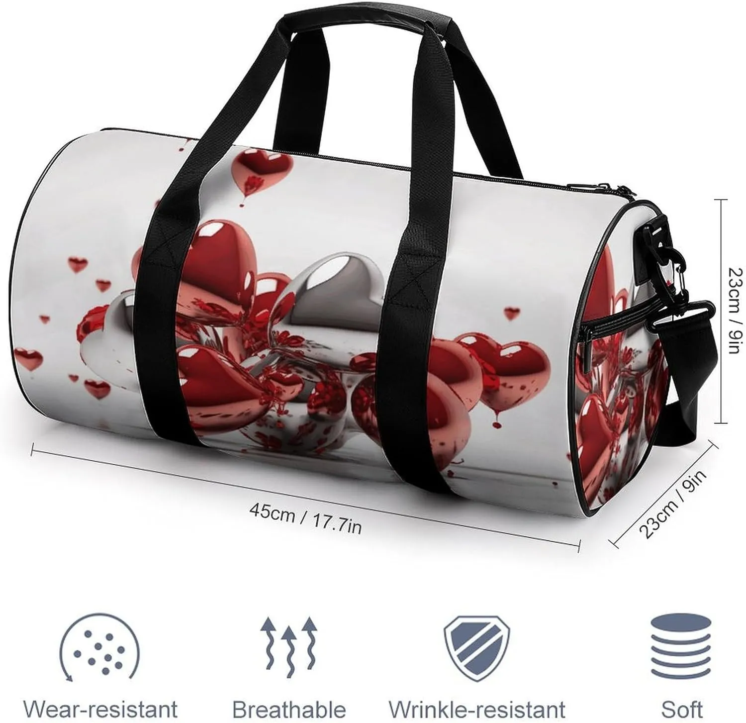 Travel Duffel Bag for Men And Women,Hearts Floating in The Air Waterproof Sports Fitness Bag Portable Travel Duffel Bag