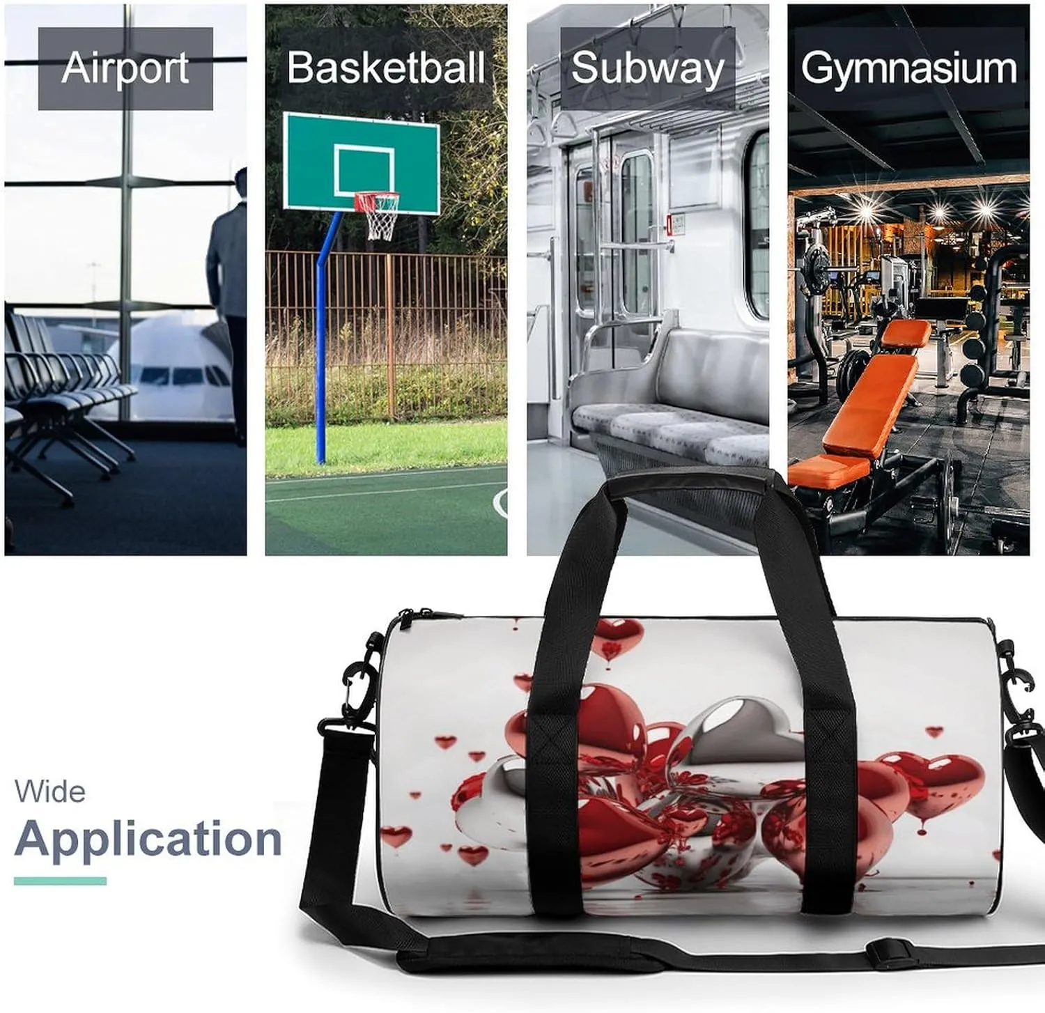 Travel Duffel Bag for Men And Women,Hearts Floating in The Air Waterproof Sports Fitness Bag Portable Travel Duffel Bag