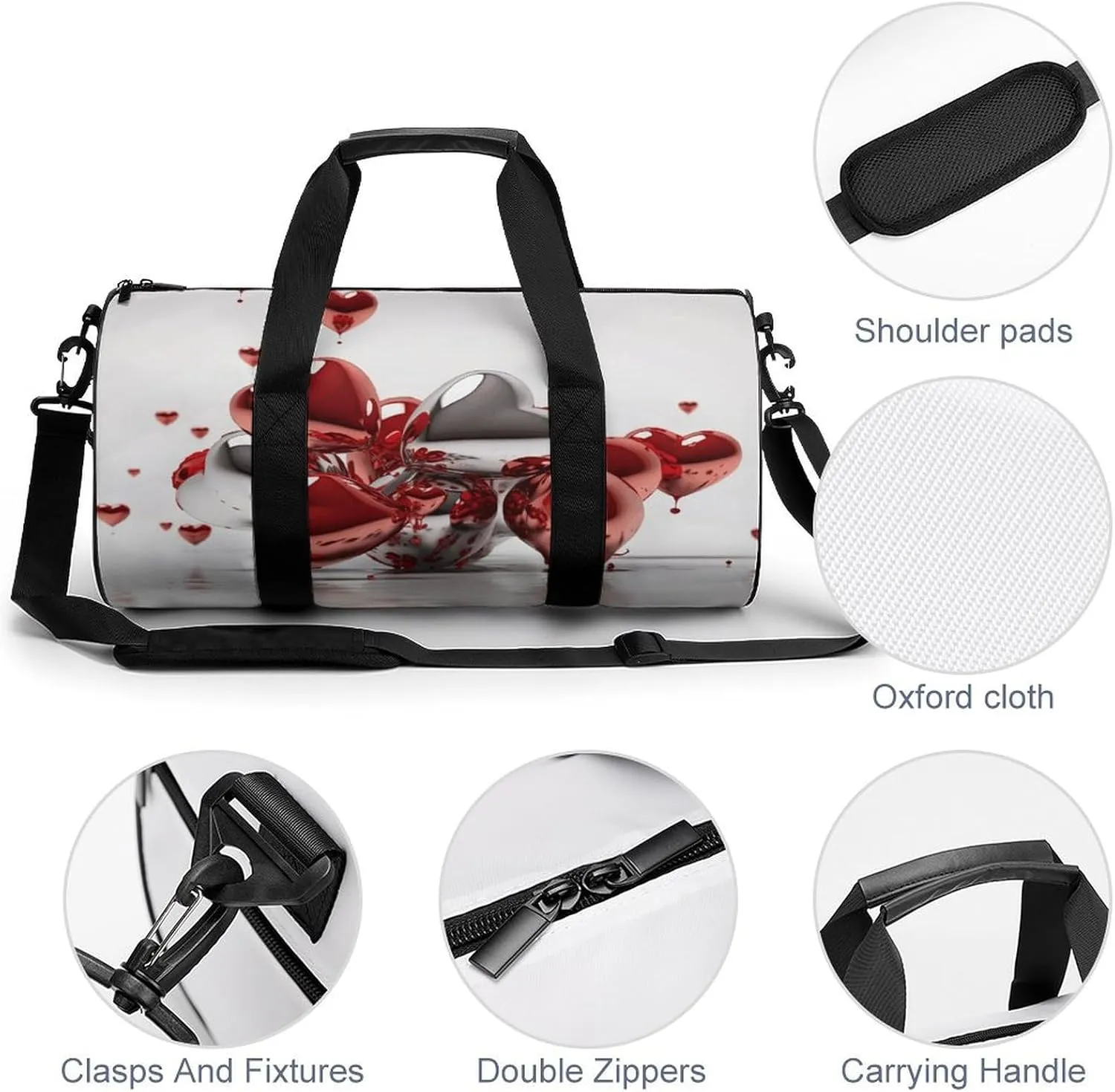 Travel Duffel Bag for Men And Women,Hearts Floating in The Air Waterproof Sports Fitness Bag Portable Travel Duffel Bag