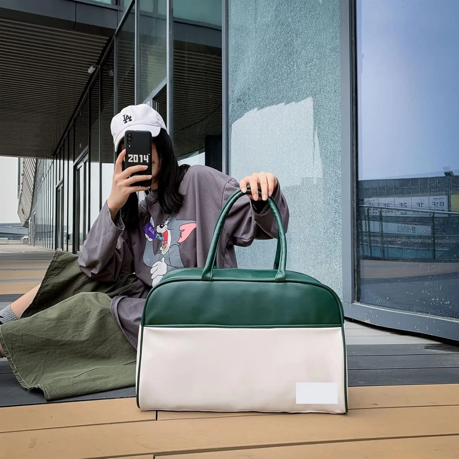 Travel Duffel Bags Contrasting Color Gym Bags Travel Outdoor Sport Backpack Yoga Training Fitness for Man Women Handbag Swimming Waterproof Bags(1)