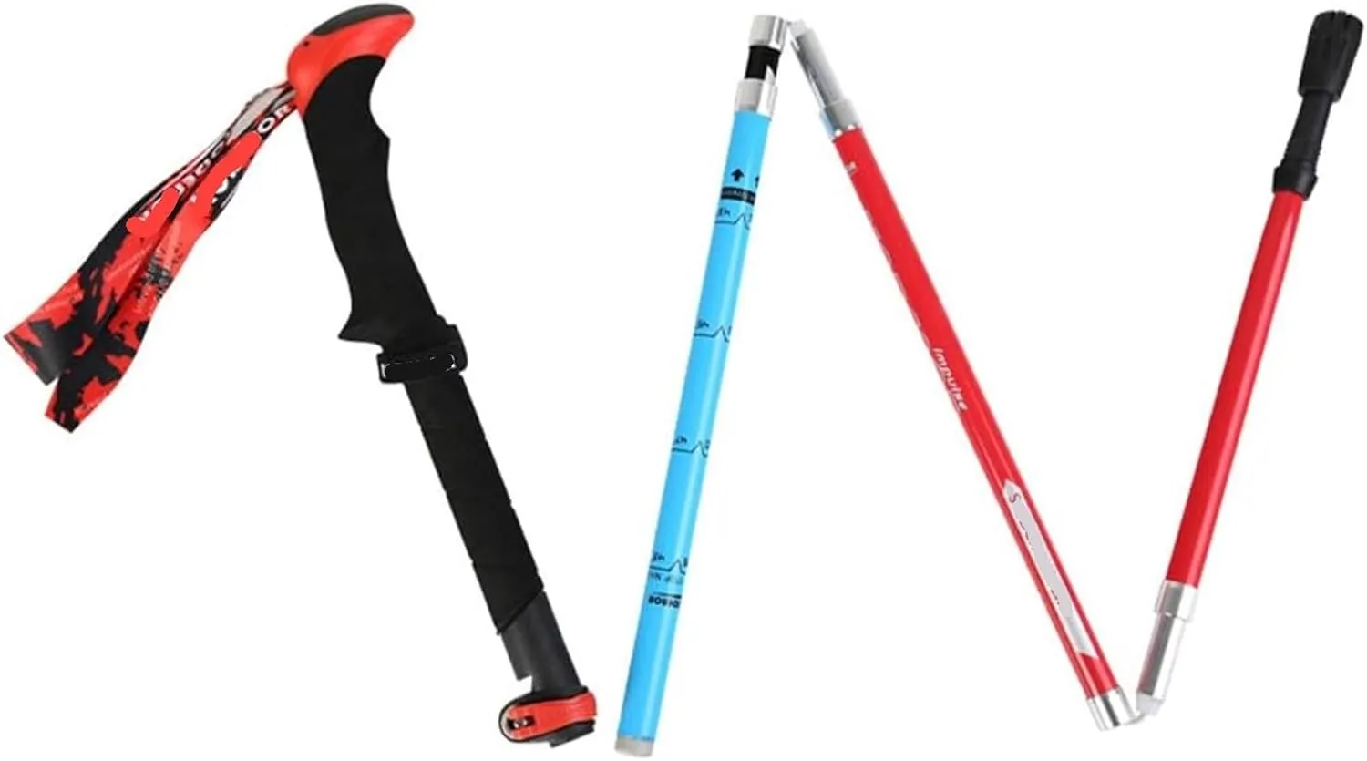 Travel Trekking Pole Hiking Poles Strong Lightweight Walking Sticks Carbon Fiber Trekking Poles for Camping Outdoor Activities(Red,95-110cm)