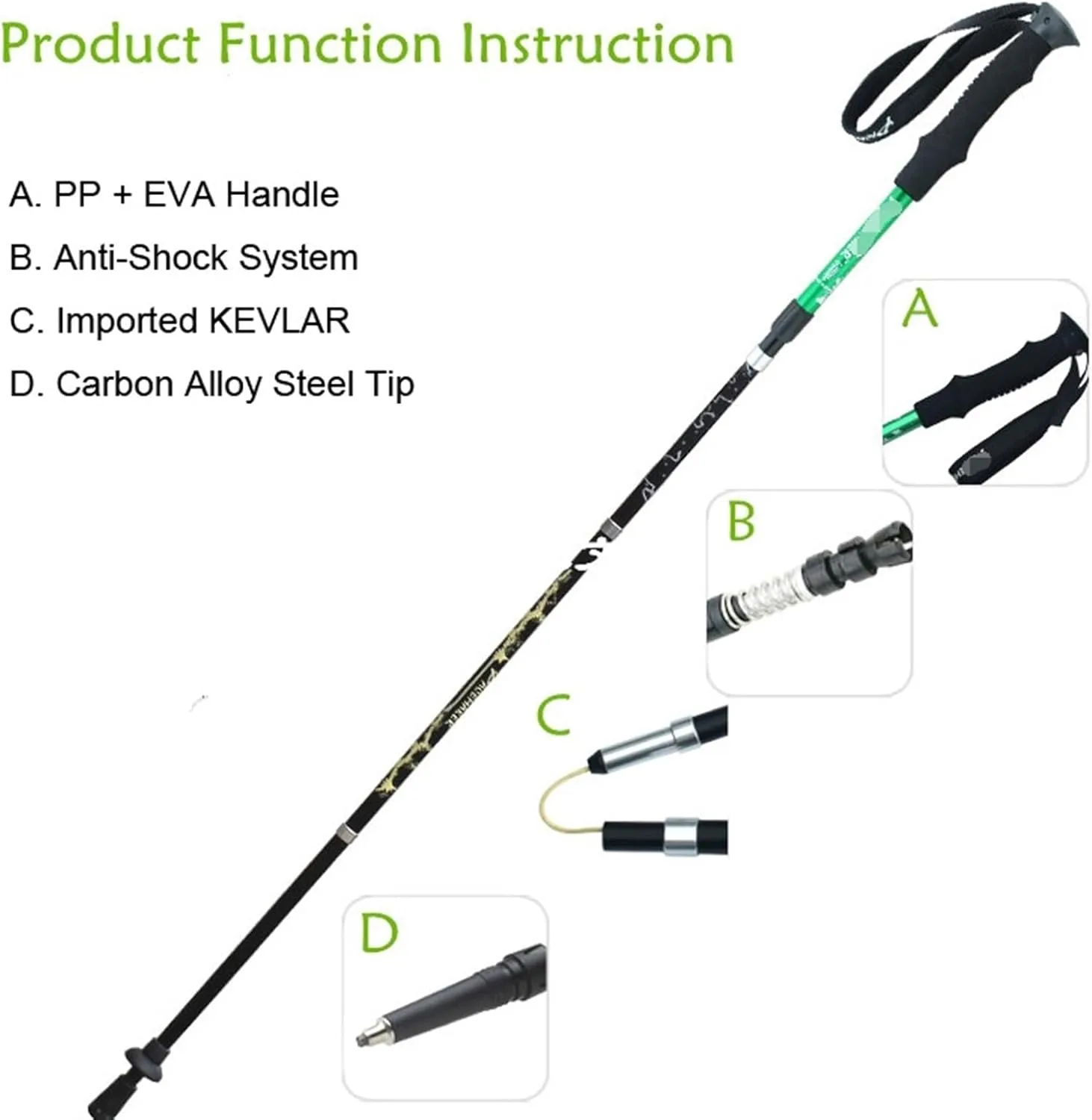 Travel Trekking Pole Ultralight Aluminum Alloy Trekking Poles Strong Hiking Pole for Hiking Camping Mountaining Outdoor Activities
