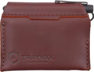 Trayvax Summit Notebook Wallet, RFID Protective Small Leather Credit Card Holder with Cash Pocket, Includes Pocket Notebook and Space Pen, Brown