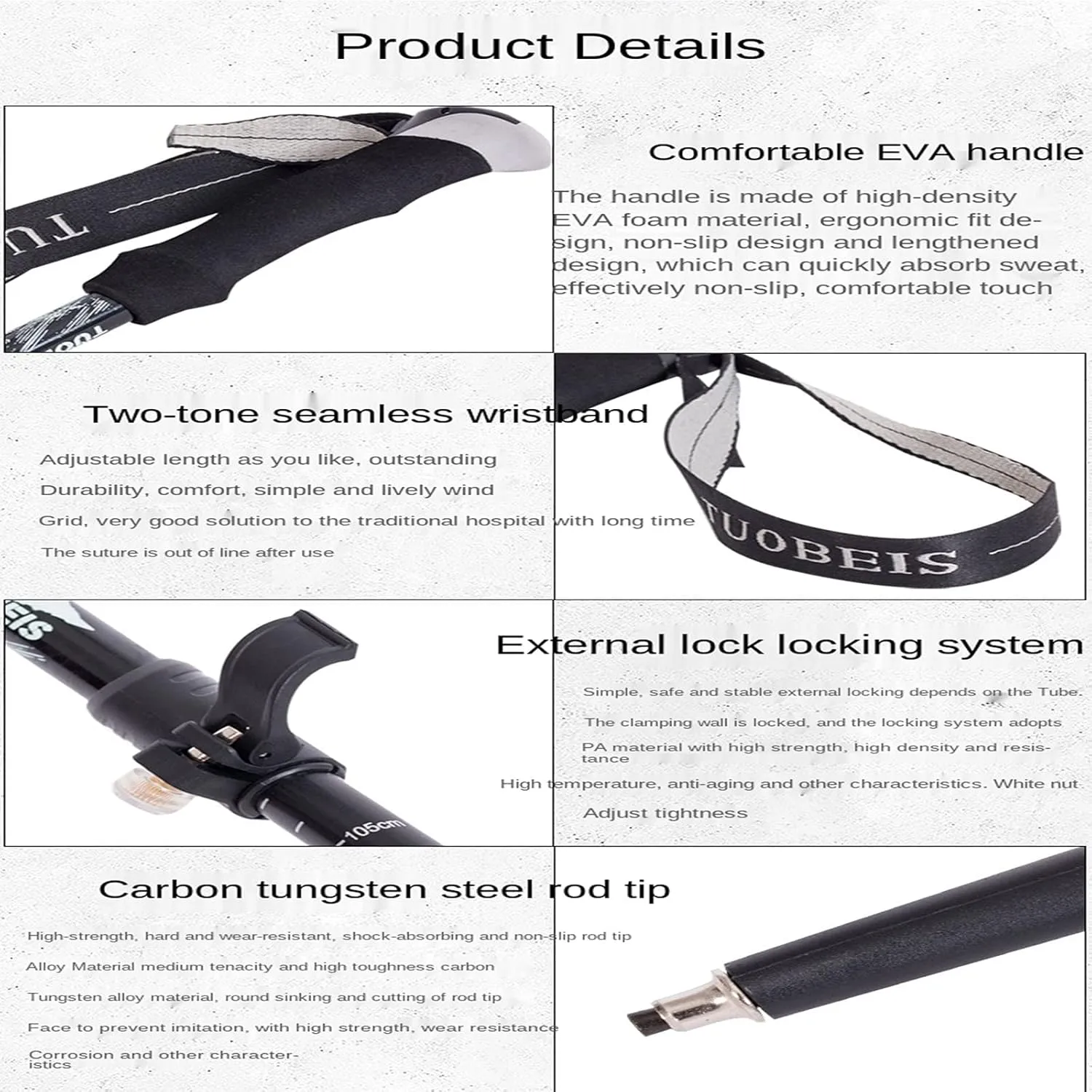 Trekking Pole Aluminum Alloy Ultra-Light Telescopic Folding Trekking Mountain Climbing Walking Stick Cane Walking Stick Outdoor Equipment