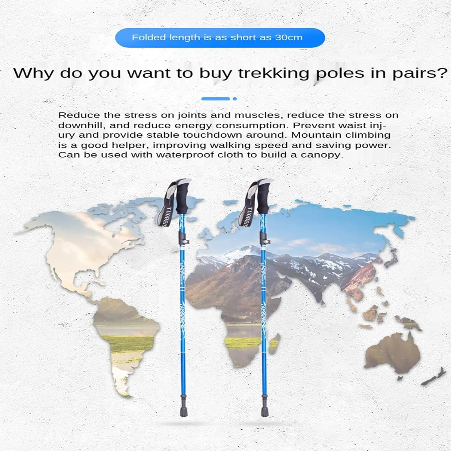 Trekking Pole Aluminum Alloy Ultra-Light Telescopic Folding Trekking Mountain Climbing Walking Stick Cane Walking Stick Outdoor Equipment