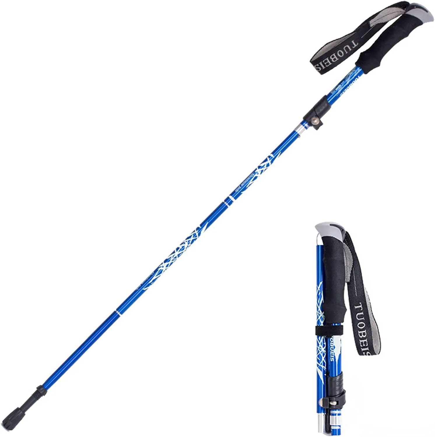 Trekking Pole Aluminum Alloy Ultra-Light Telescopic Folding Trekking Mountain Climbing Walking Stick Cane Walking Stick Outdoor Equipment