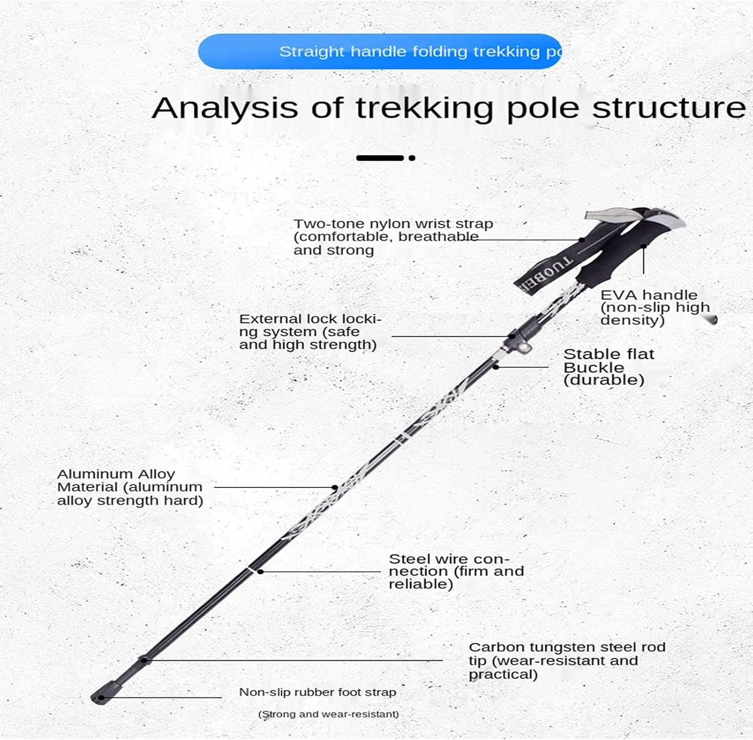 Trekking Pole Aluminum Alloy Ultra-Light Telescopic Folding Trekking Mountain Climbing Walking Stick Cane Walking Stick Outdoor Equipment