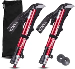 Trekking Poles Collapsible Hiking Poles - 1 Pair Aero-Grade Aluminum Alloy Trekking Sticks with Quick Lock System, Telescopic, Antishock,Collapsible, Ultralight for Hiking, Camping