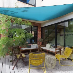 Triangle Sun Shade Sail, Shade Cloth Fabric Sunlight Block Patio Cover, Outdoor Canopy Cover UV Block for Backyard Porch Pergola Deck Garden Patio (Blue, 13'x13'x13')