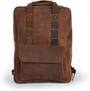 Trip Machine Company Genuine Leather Handcrafted Motorcycle Backpack Pannier, Detachable Laptop Sleeve, Heavy Duty 2.2mm Leather Saddle Bag With Mounting Straps & Rain Cover (Tobacco Brown)
